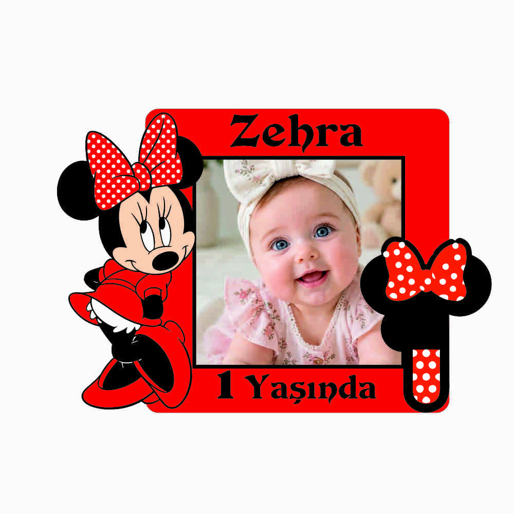 Minnie Mouse Kırmızı Konseptli Ahşap Magnet